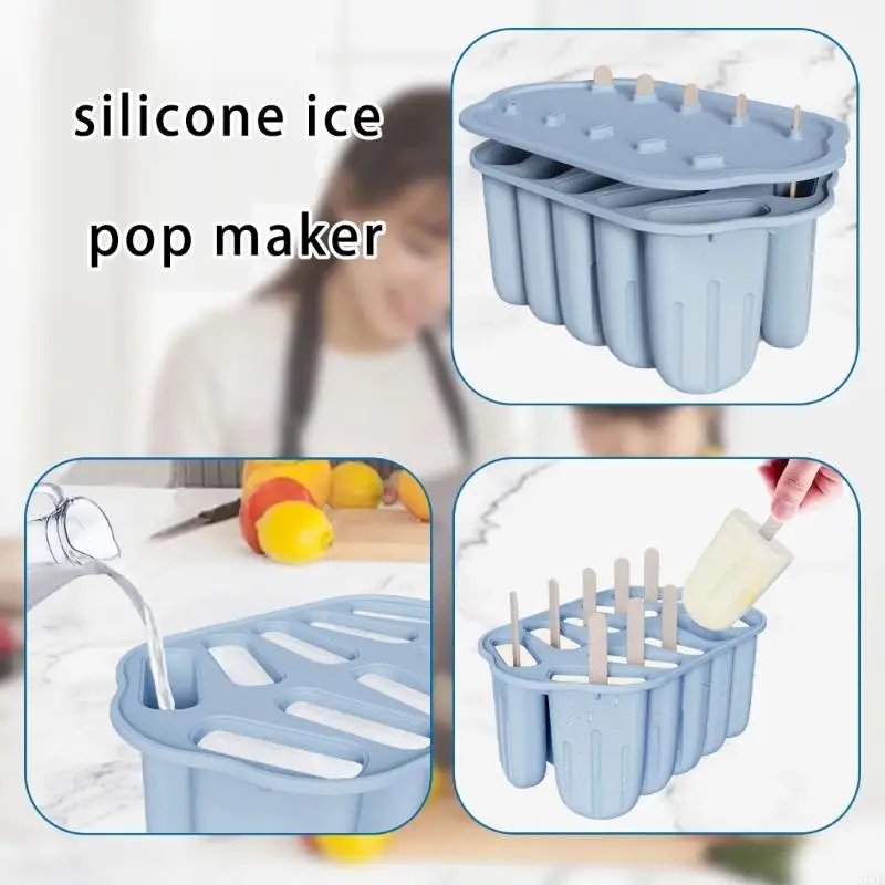 Easy Release Silicone Ice Cream Molds With Lid and Handle Safe for Freezer and Oven Popsicles Maker for Homemades Treats 37JD