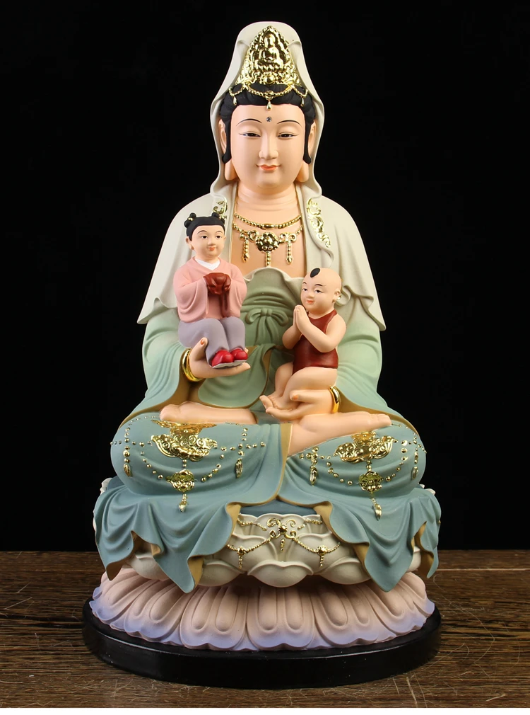 30cm large Southeast Asia color painted SONG ZI Guan yin bodhisattva buddha Home temple Shrine pregnancy Effective protection