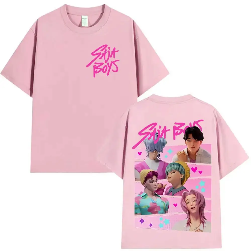 المبيعات الساخنة تي شيرت K-pop Saja Boys شيطان الصيادين فيلم الجرافيك ميرش تي شيرت موضة عادية ريترو الجمالية تي شيرت للجنسين