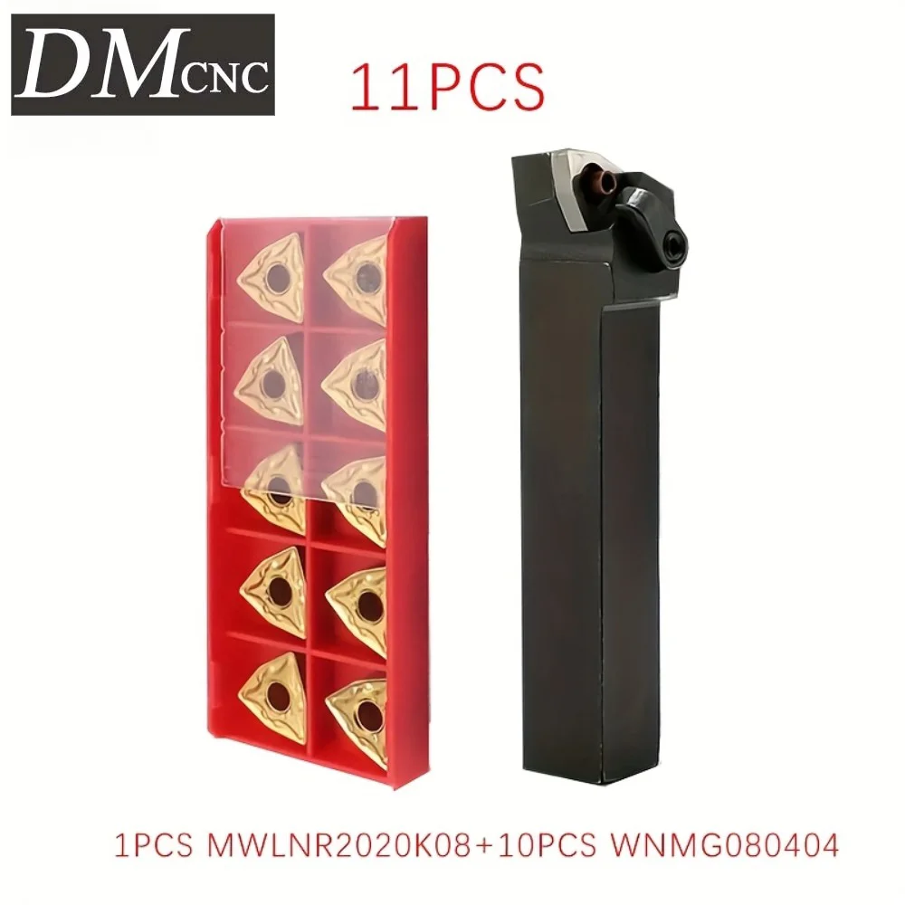 MWLNR2020K08/MWLNL2020K08 Boring Bars + 10pcs WNMG080404 ZM20 Inserts Kit for Steel/Stainless