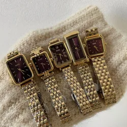 Women Quartz Watch Luxury Diamond Reloj Vintage Clock Ladies Gold Stainless Steel Band Orologio Rectangle Oval Shaped Wristwatch