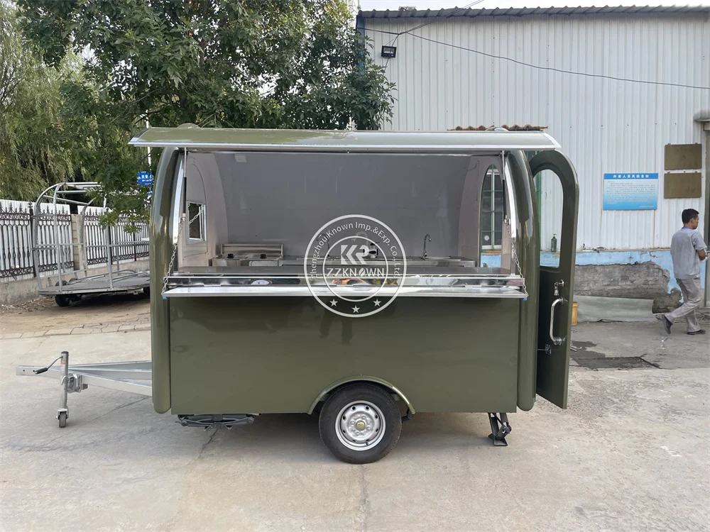 Food Cart Hot Dog Ice Cream Truck Van Mobile Kitchen Coffee Shop Concession Food Truck Trailer Street Snack Kiosk