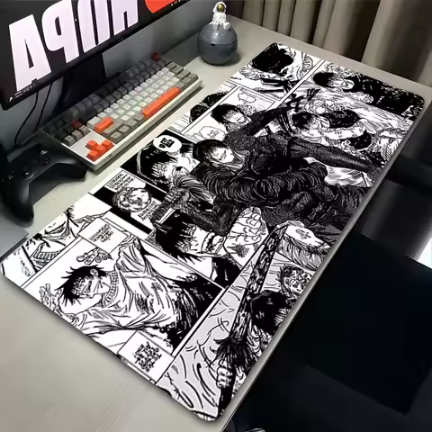 Mouse Pad Laptop Black and White Manga Mousepad Japan Anime J-jujutsu K-kaisen Desk Mouse Mat PC Toji Fushiguro HD Keyboard Pad