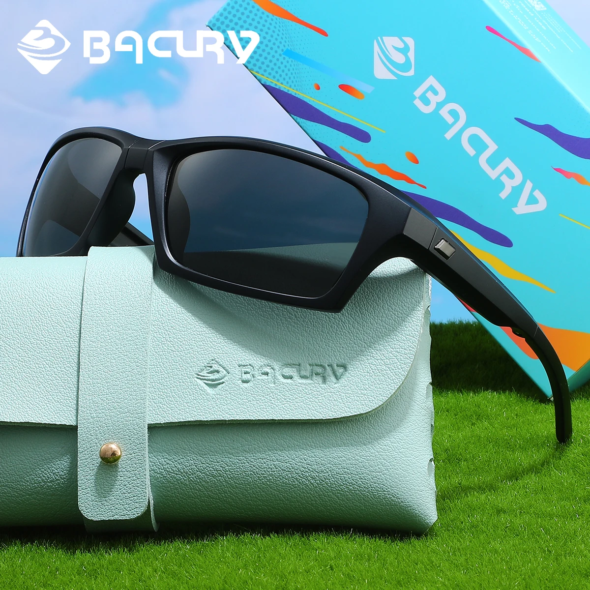 BACURY 1PCS 트렌디한 캐주얼 여성용 편광 선글라스, 편리하고 실용적인 남성용 안경 운전용 접이식 프레임 포함