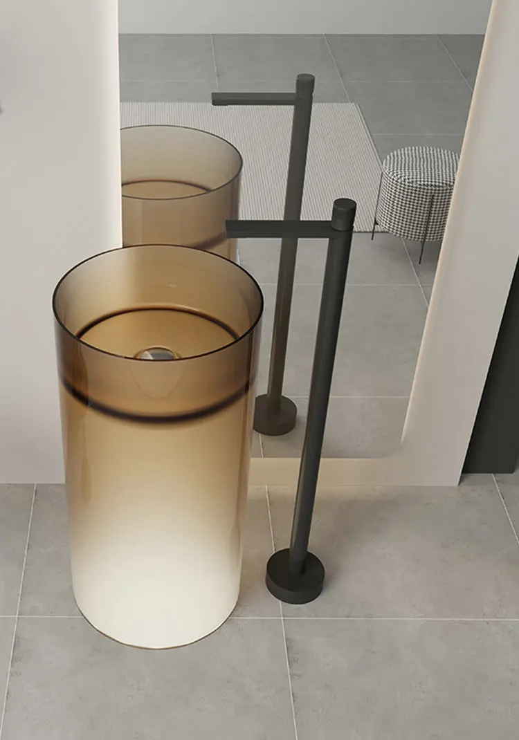 

Beautiful and practical gradient color resin column basin, transparent amber round column basin, for public place, hotel YX248TC