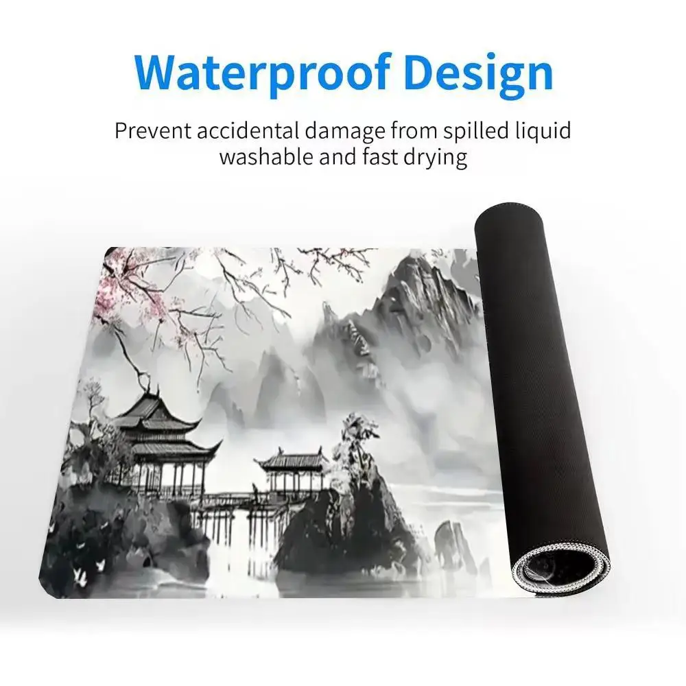 Imagem de pavilhão de paisagem de tinta Tapete de mouse lavável com fundo de borracha antiderrapante adequado para trabalho e jogos e mouse pads de escritório