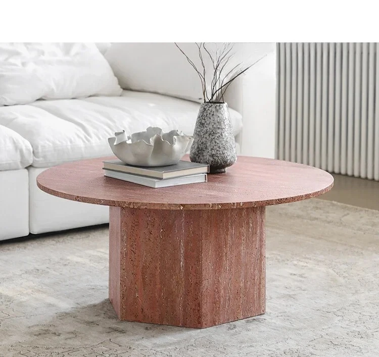 

Muebles para hogar Кремовый стиль натуральный мрамор журнальный столик пещерный камень гостиная Nordic wabi **** французский круглый стол