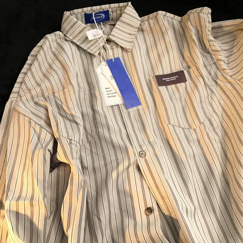 

Loose Long Sve Striped irt Men Women Autumn Winter plus Size Casual Faionable Couple irt Vintage Cheered Pattern