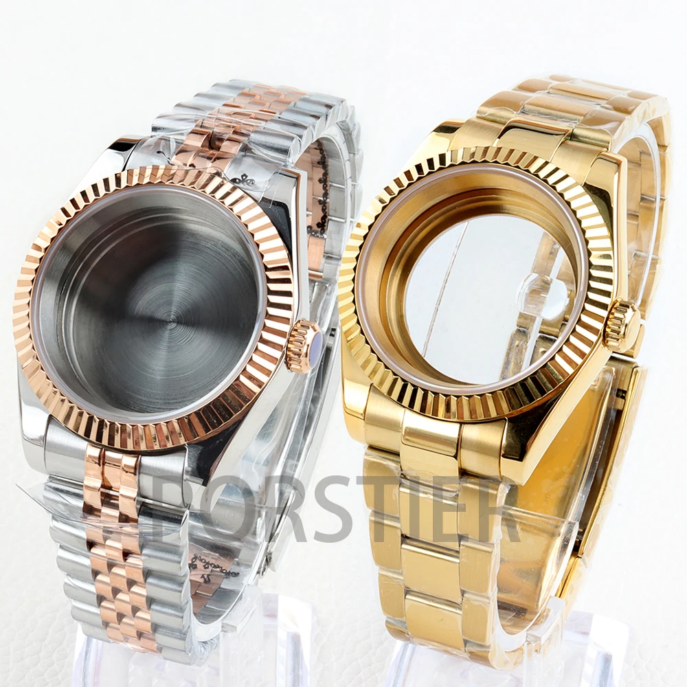 

36/39mm NH35 Watch Case Stainless Steel Sapphire Glass for Seiko NH45 NH36 Movement Datejust Polished Oyster/Jubilee Watchband