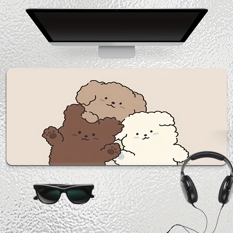 

Большой игровой коврик для мыши с изображением милой семьи медведей и нескользящей резиновой основой - настольный коврик с прошитыми краями для офиса, школы