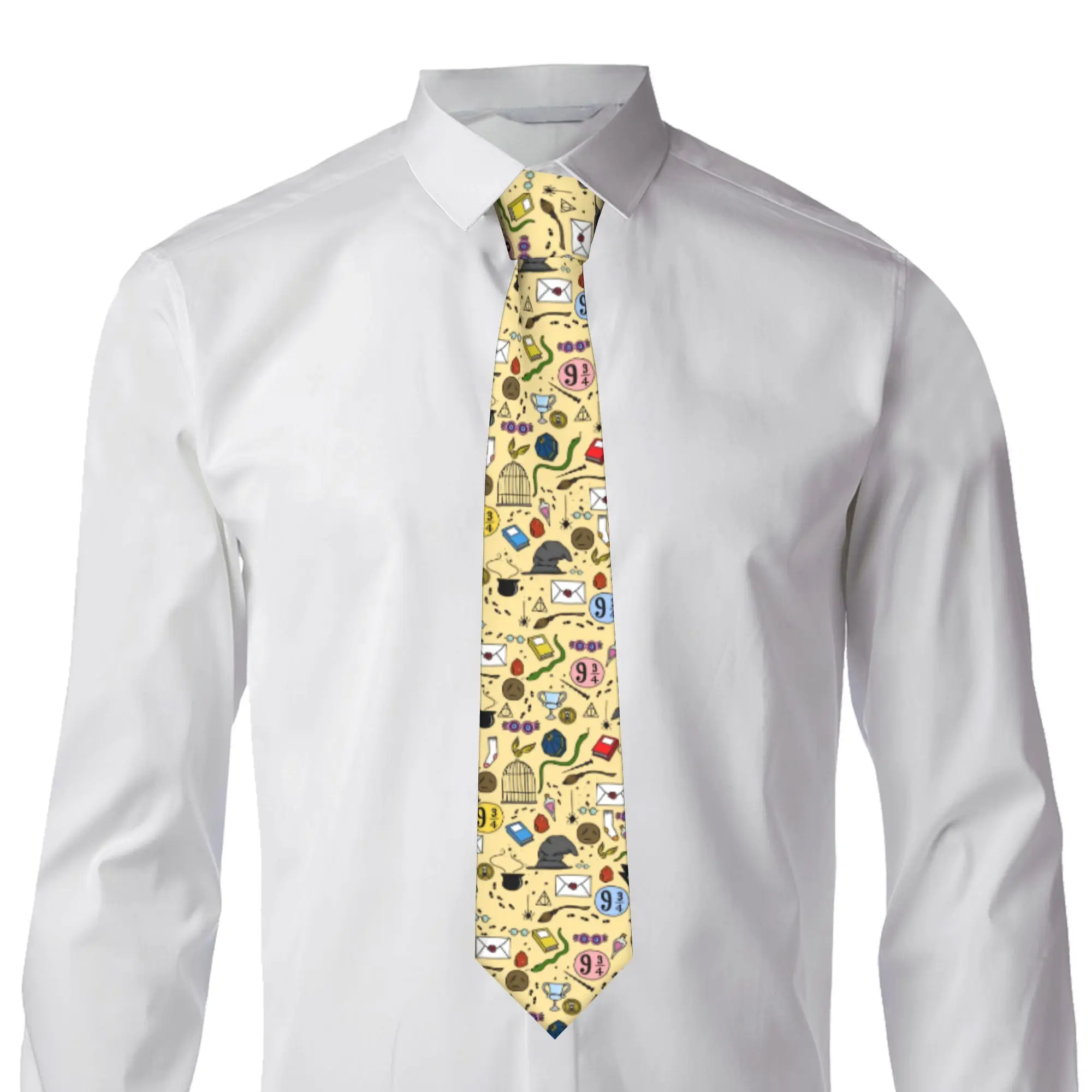 Custom H-Harryed Anime Necktie Men Printed Necktie Halloween Bat Spooky For Wedding Party Mens Silk Tie