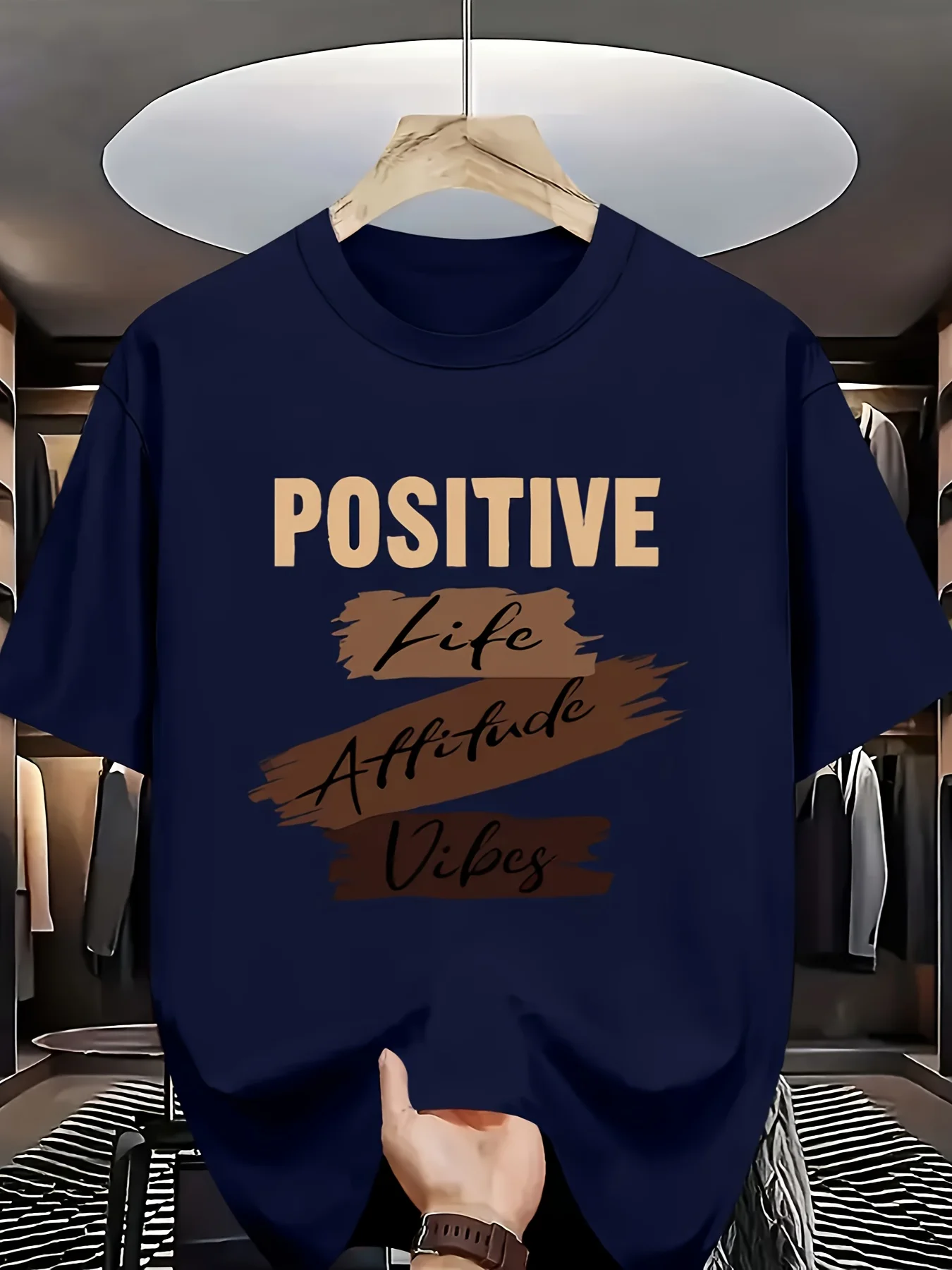 Women's Casual T-shirt  Brown Color and Inspiring Article Title Printed Summer Short Sleeved Round Neck Outdoor and Daily Wear