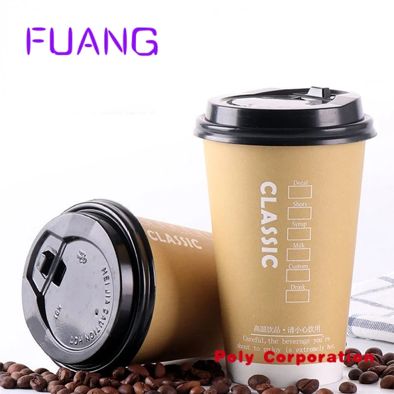 

Custom Coffee Paper Cups with Lid Disposable Thickened Hot Cocoa Cups Hot Drinks Takeaway 8oz 12oz