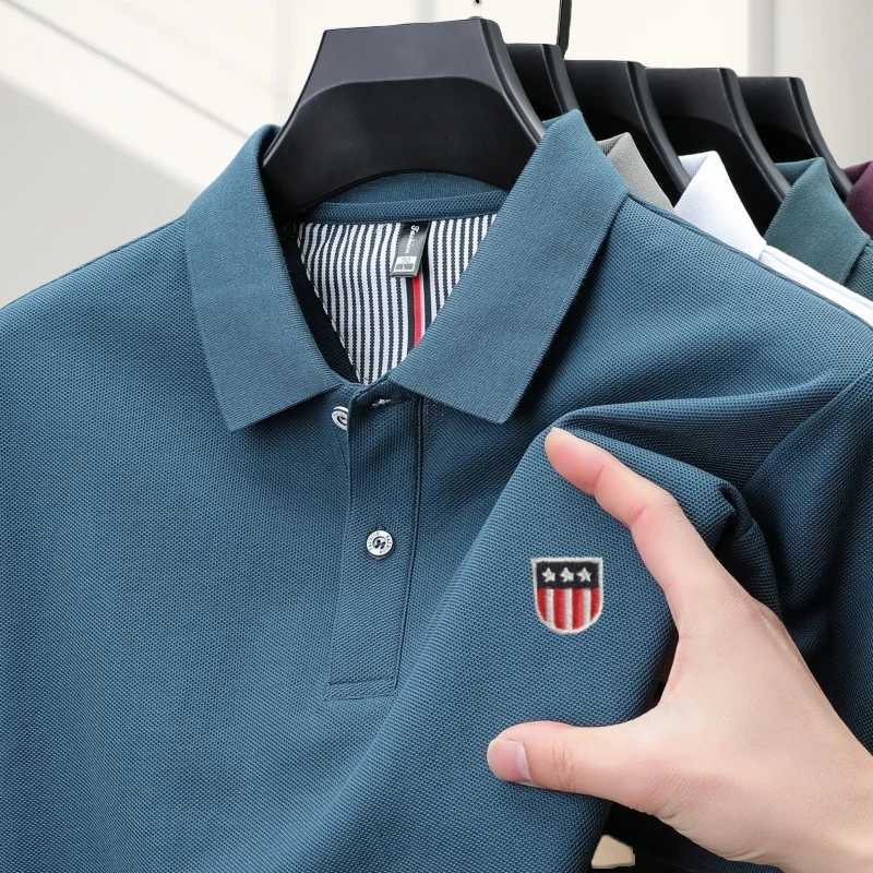 Sommer Neues Designer-Original-Marken-Poloshirt mit Stickerei, Bequemes Kurzarm-Shirt, Modisches, Atmungsaktives Herren-T-Shirt, Bestseller – Detail 6