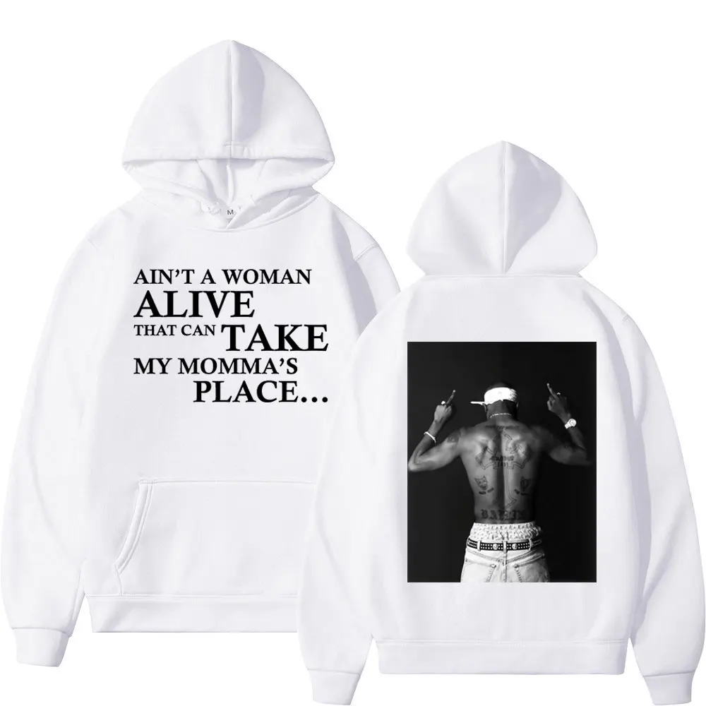 

Men Women Vintage Casual Fleece Sweatshirts High Street Fashion Oversized Hoodies Rapper Tupac 2pac Double Sided Print Hoodie