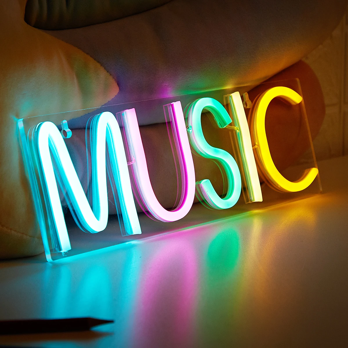 Chi-buy LED Neon MUSIC USB Powered Neon Signs Night Light 3D Wall Art & Game Room Bedroom Living Room Decor Lamp Signs