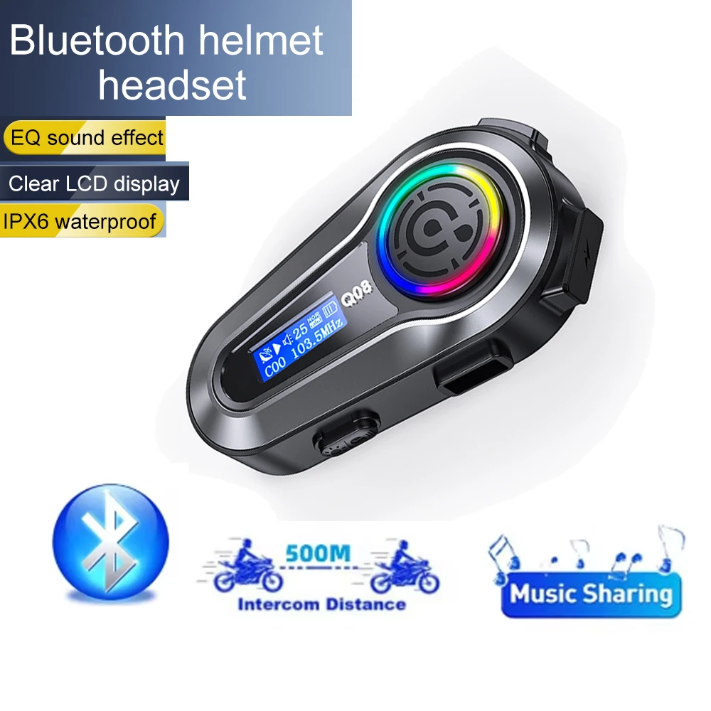 

Q58 Max Motorcycle Helmet Bluetooth Intercom IP65 Waterproof Intercom Distance 500 Meters Multi-Scene Mixed Music Sharing