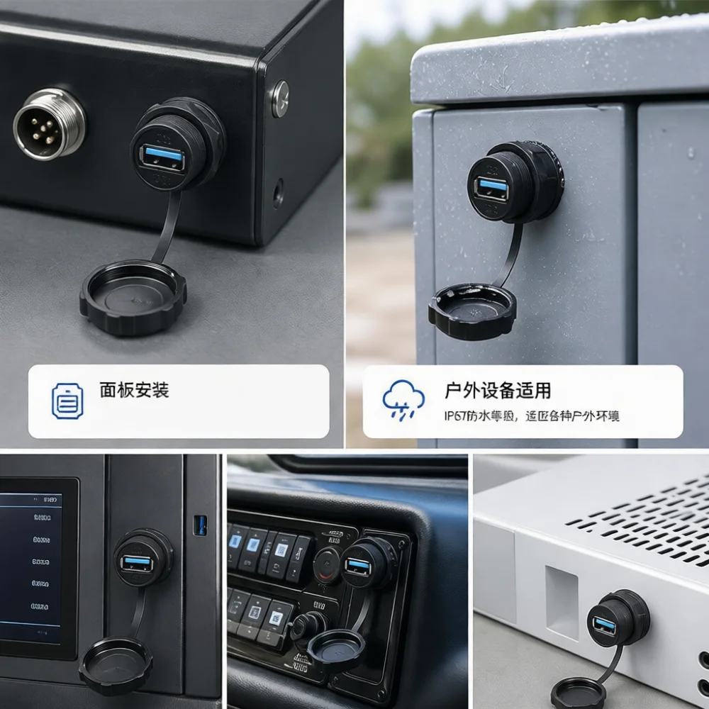 Industrial Waterproof Aviation USB 3 0 Connector Female To Female Socket Adapter For Outdoor Field Device Wiring Task