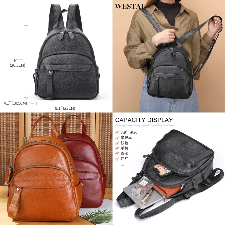 

【New style】WESTAL genuine leather shoulder bag for women new style niche all-fashion large-capacity top layer cow leather women