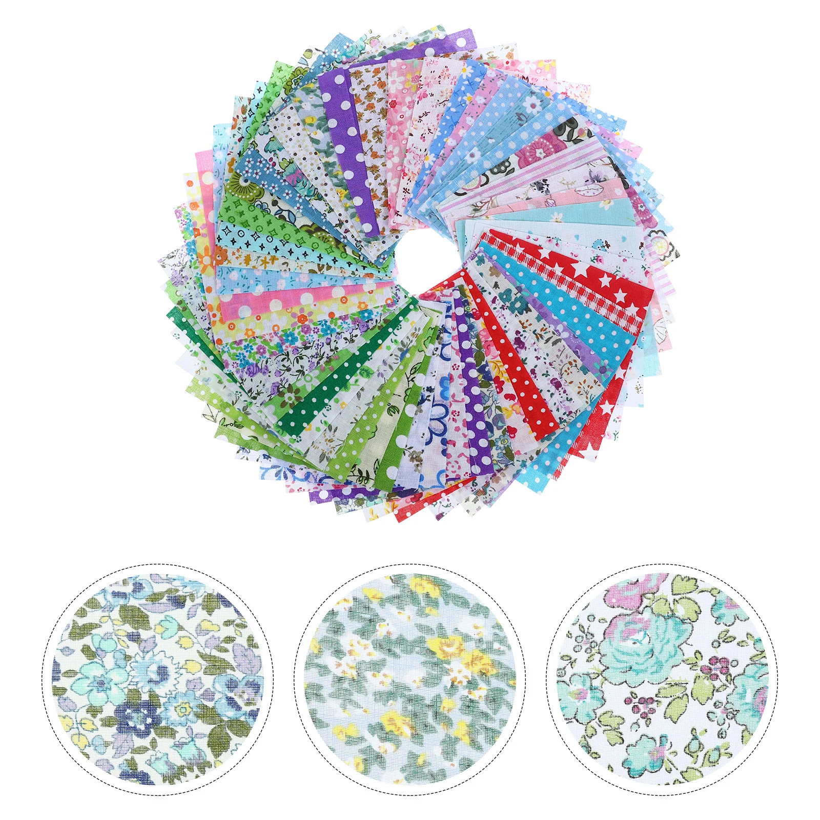 

50 Pcs Cotton Patchwork Lint Flower Fabric Squares Sewing Bundle DIY Floral Printed Box