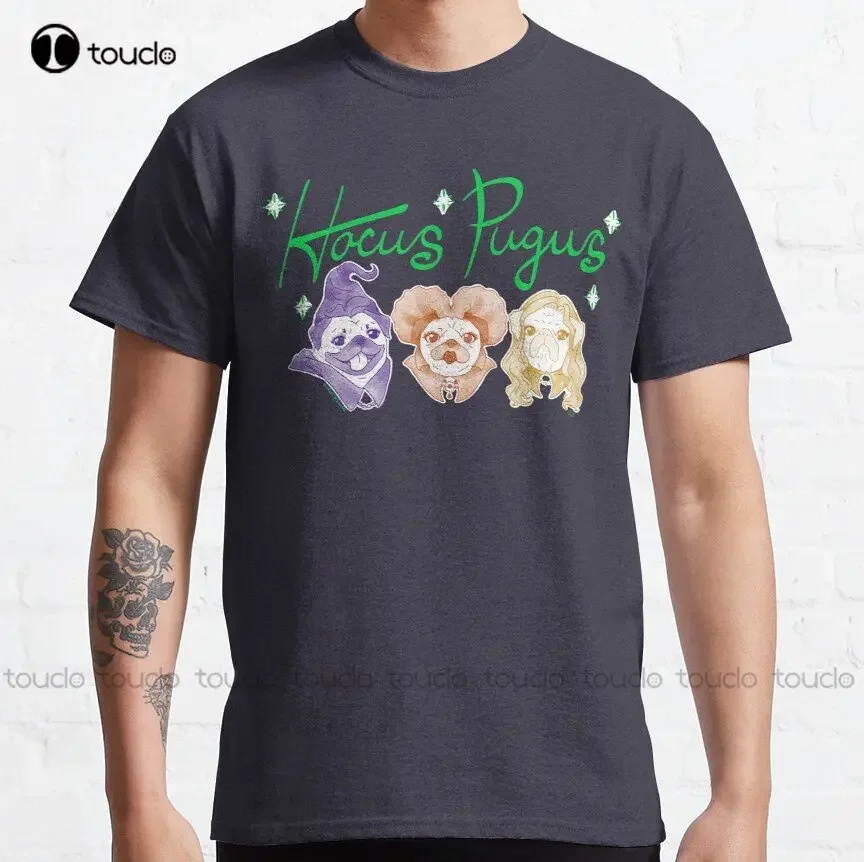 Hocus Pugus Witch Pugs Halloween Magic Spooky Dog Classic T-Shirt Mens Tshirts Graphic O-Neck Streetwear Oversized Xs-5Xl Unisex