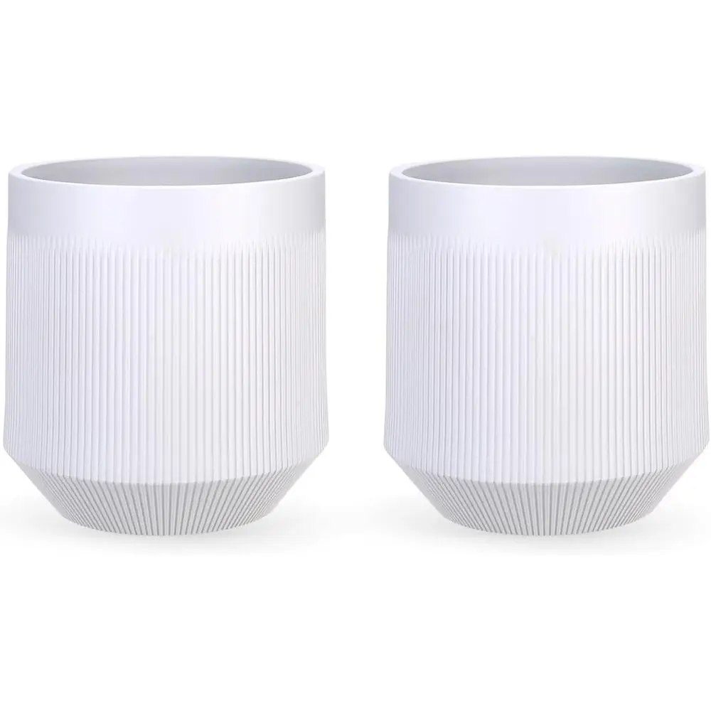 

Кашпо Ypy, набор из 2 больших пластиковых горшков для комнатных растений, низкие горшки для уличных растений с дренажным отверстием и поддоном, (белые)