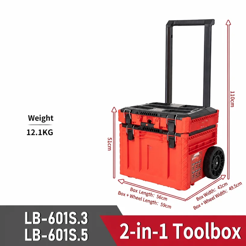 Rolling Tool Trolley 6 Drawer Stackable Tool Box Compatible with Milwaukee for Workshop Garage Heavy Duty