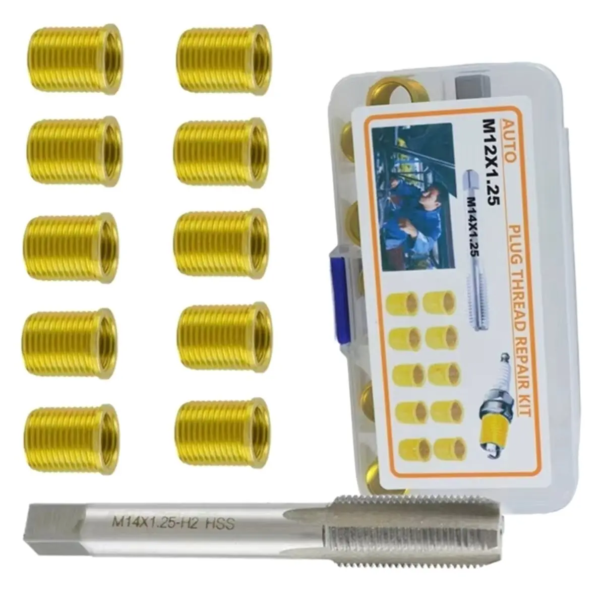 Winter Essential 11PCS Thread Repair Kit M10 M14 Tap Thread Inserts for Stripped Hole Cylinder Head Engine C