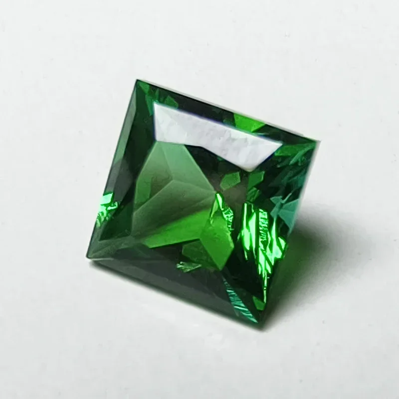 New Lab Grown Zambian Emeralds Square Shape Hydrothermal Hand Cutting with Cracks Inclusions Inside Selectable AGL Report