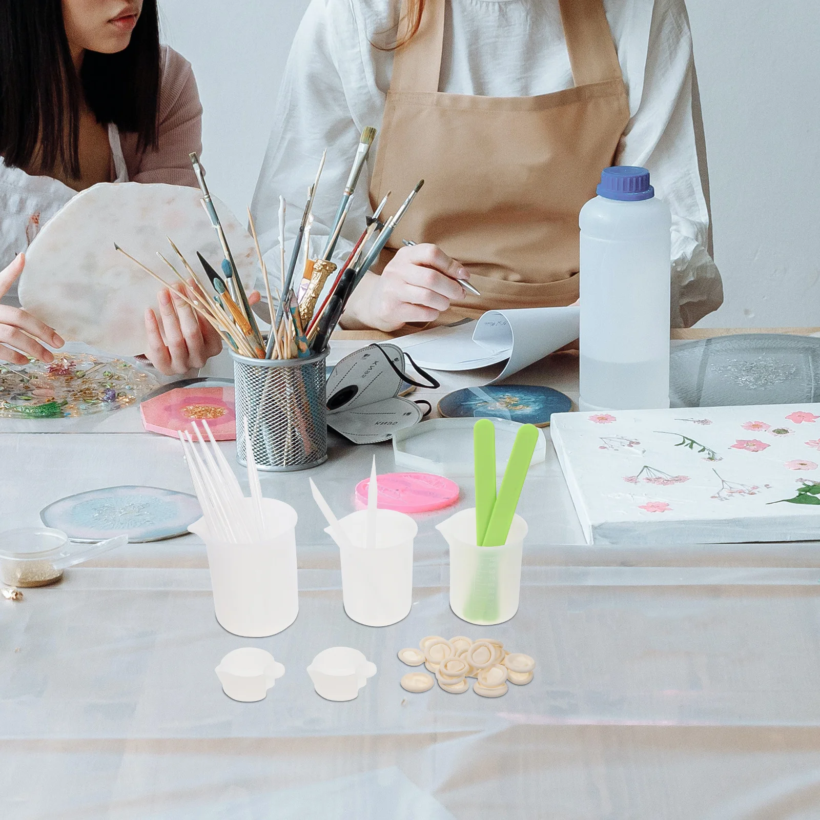 1 مجموعة من كوب خلط السيليكون الممتاز لراتنجات الايبوكسي الكريستالية الحرفية صنع المجوهرات ذاتية الصنع توريد مجموعة أدوات توزيع الإيبوكسي