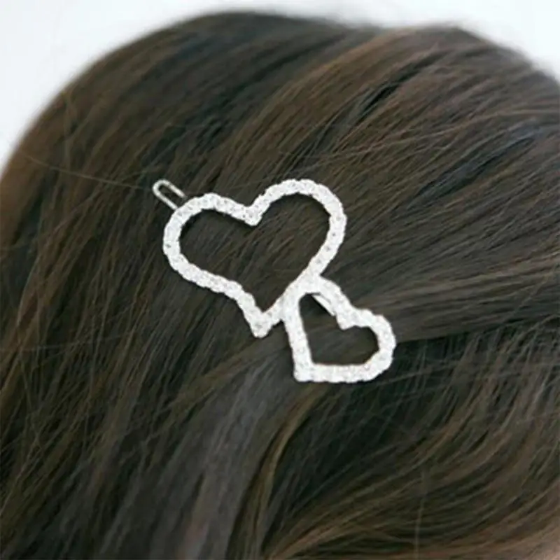 

L5YC Luxurious Heart Hair Clip Dating Night Hairpin Rhinestones Decoration Hairpin