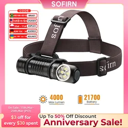 SOFIRN HS41 Headlamp 4000lm Spotlight Floodlight 21700 USB C Rechargeable Flashlight SST20 LED Powerful Torch with Magnet Tail