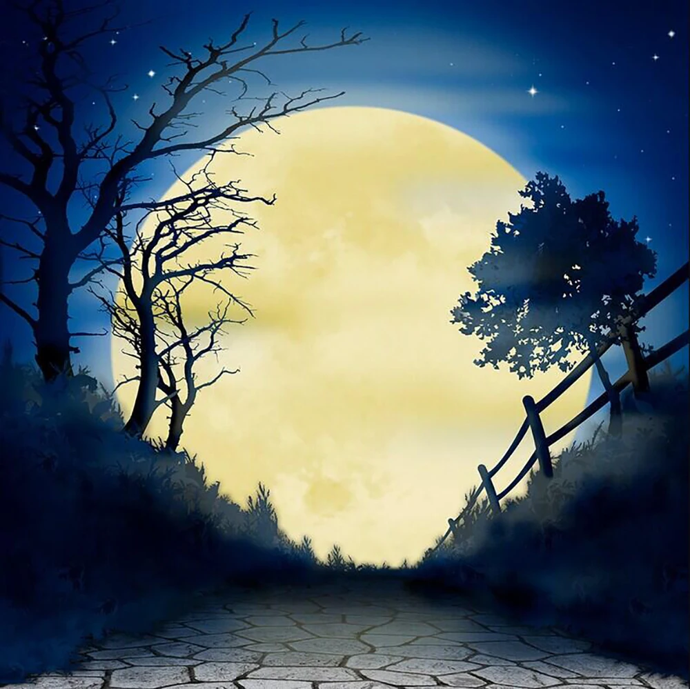 

Halloween Hocus Pocus Witch Full Moon Tree photo backdrop party photography backgrounds