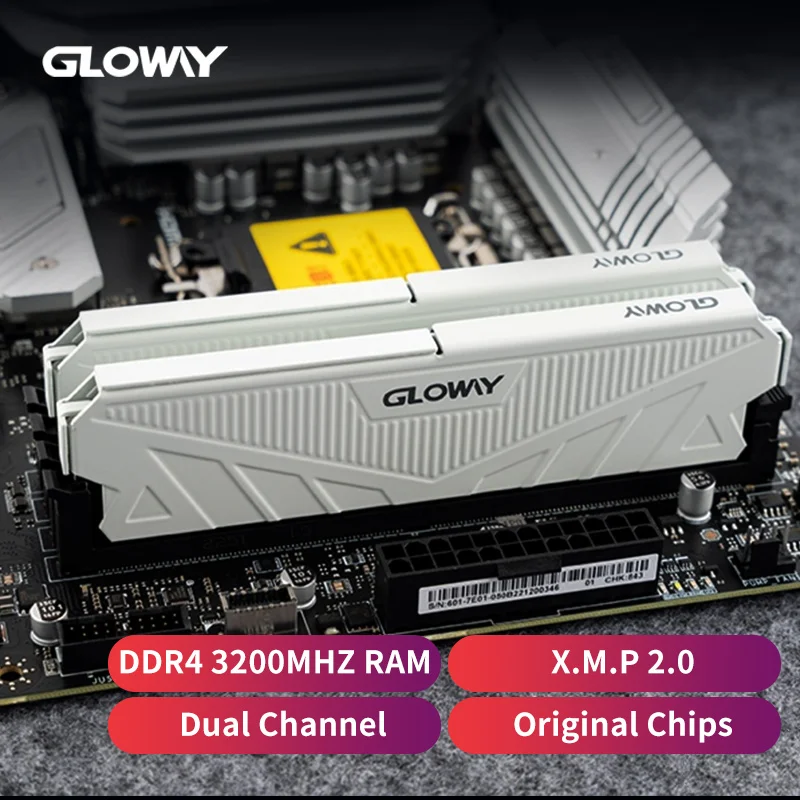 Gloway  memoria ram ddr4 16GB 8GB Type-α Memory 2666MHz Ram Gray & White 288Pin Desktop Memory For PC