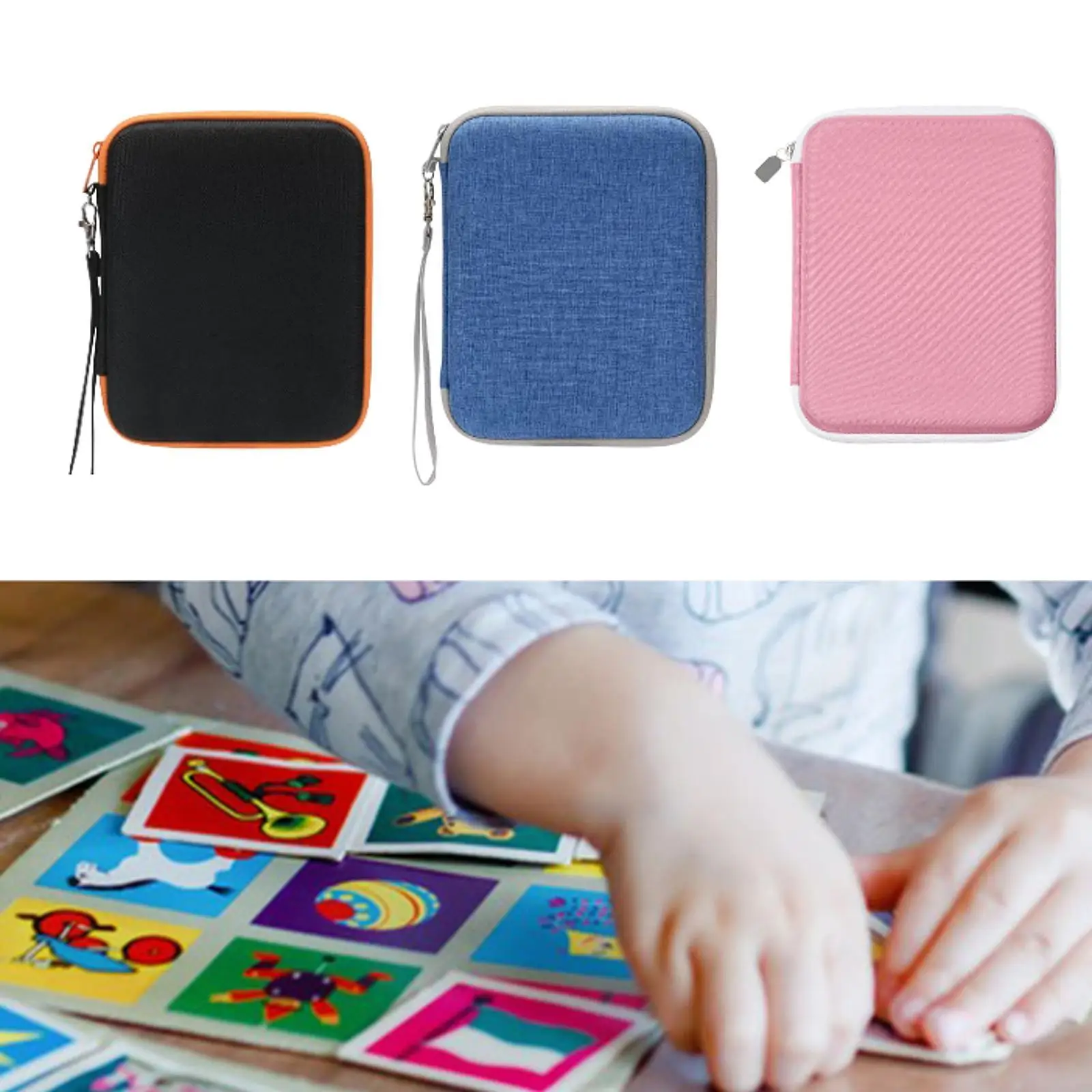 Kids Audio Player Card Case Card Holder with Sturdy Zipper Strap Music Card Organizer