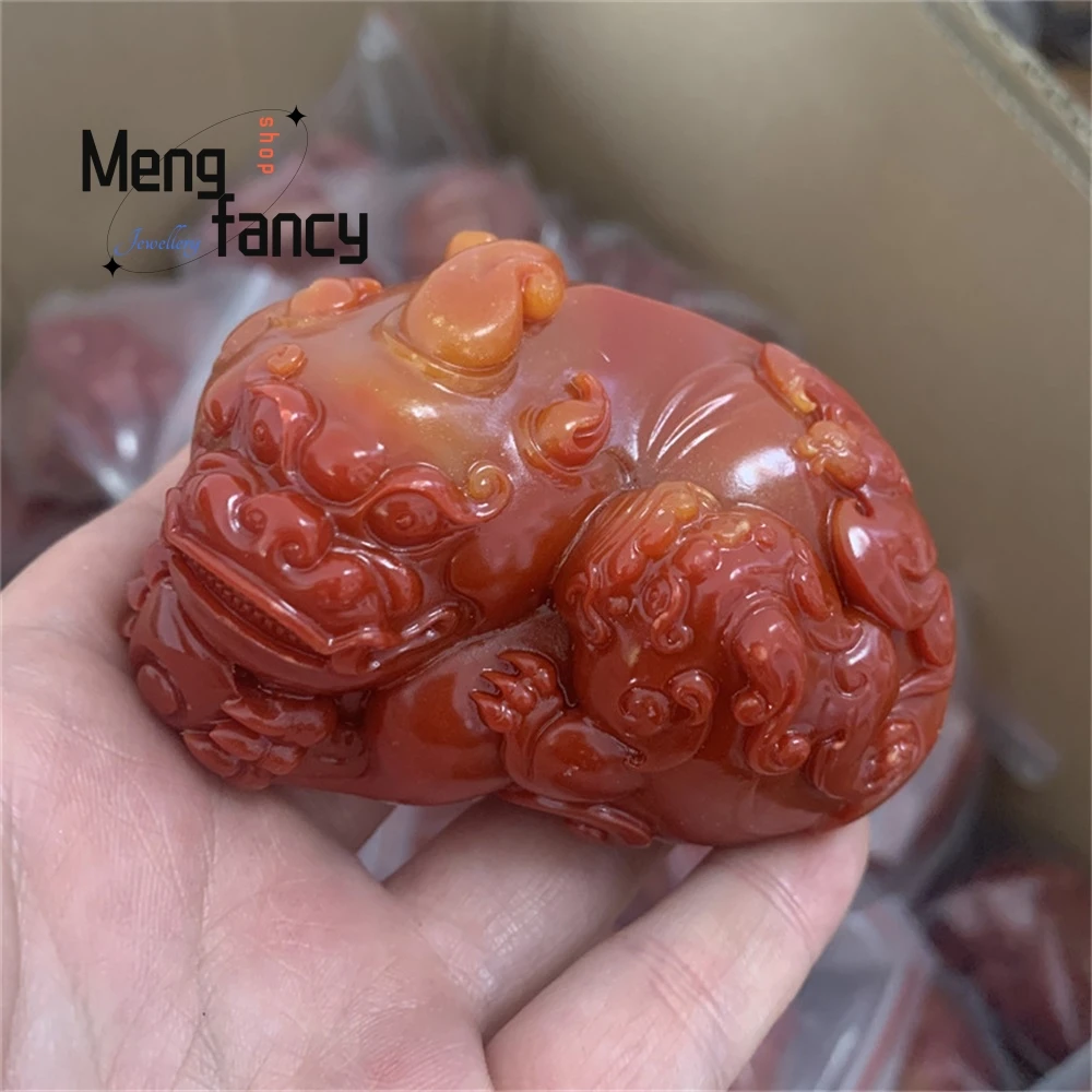 

"Fu Shou Shuang Quan Huanglong Jade Ba Wang PI Xiu Carved Landscape Hand-held Piece for Appreciation High-grade Natural Jewelry