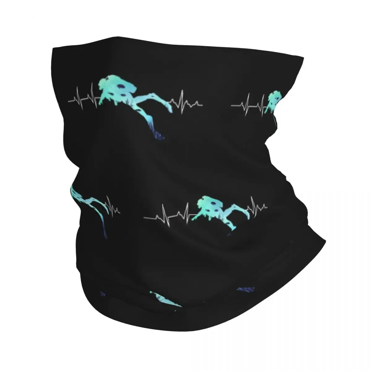 Scuba Diving Heartbeat Bandana Winter Neck Warmer Women Windproof Wrap Face Scarf for Hiking Dive Diver Gaiter Headband