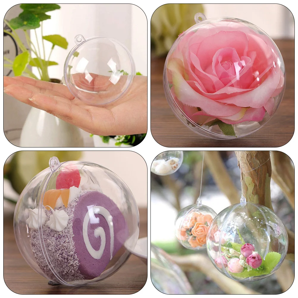 15 Pcs Transparent Christmas Ball Tree Fillable Hanging Balls Decor Lob Creative Pendants Ornaments Plastic Decorative