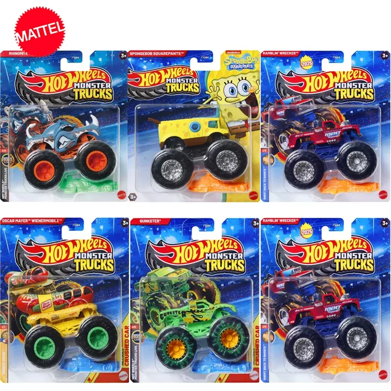 Original Hot Wheels Car Monster Trucks Toy for Boy 1/64 Diecast Ramblin Wrecker Poison Pinto Big Foot Spongebob Squarepants Gift