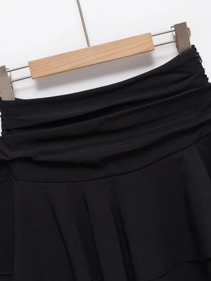 ETJ 2025 Damen Sommer Neu Sexy Mode Hot Girl Style Flauschige Stufenverzierung Mittelhoch Sitzender Kurzer Rock-Hosenrock – Detail 24