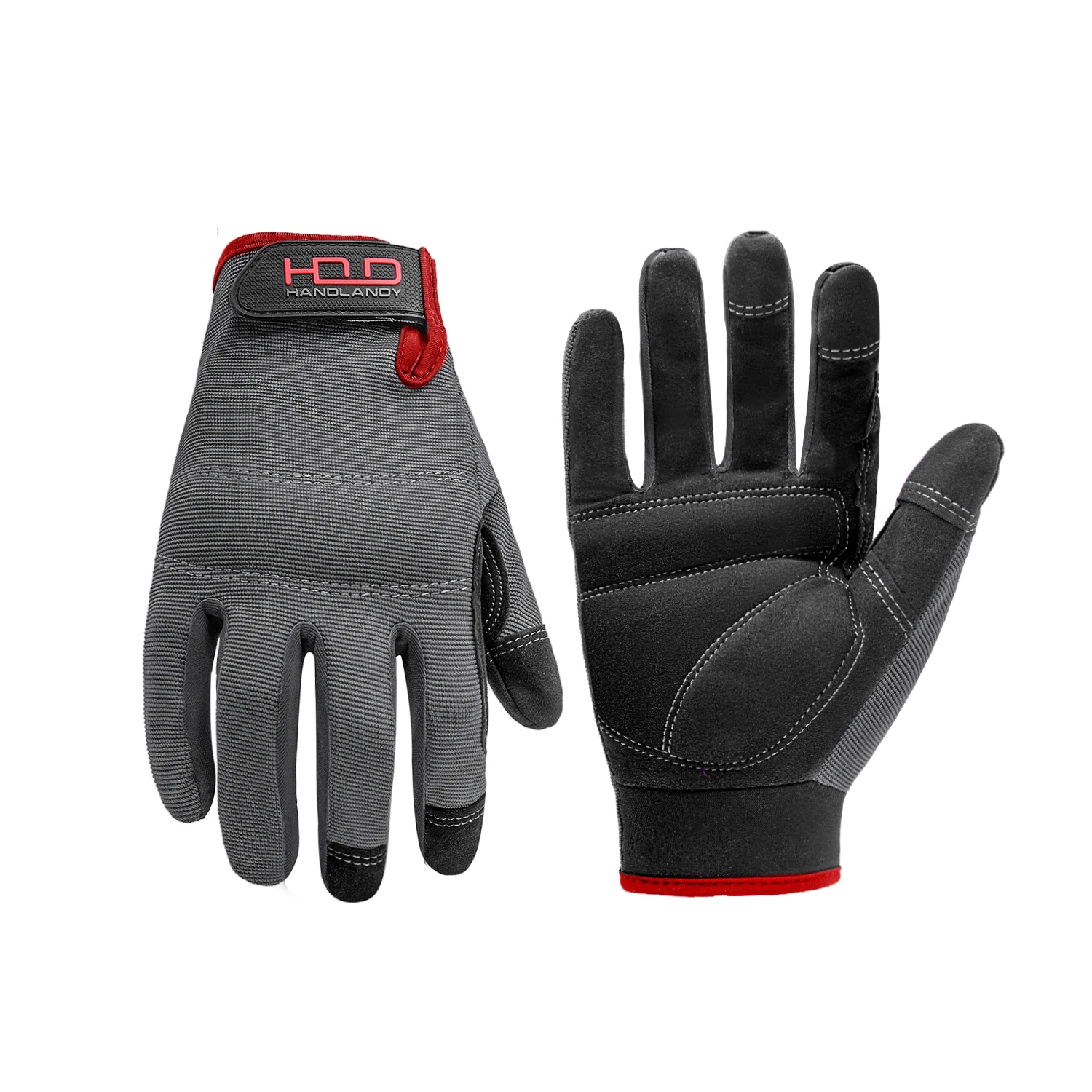 HANDLANDY Microfiber fabric Padded Knuckles & Palm construction Mechanic safety Touch Screen work gloves
