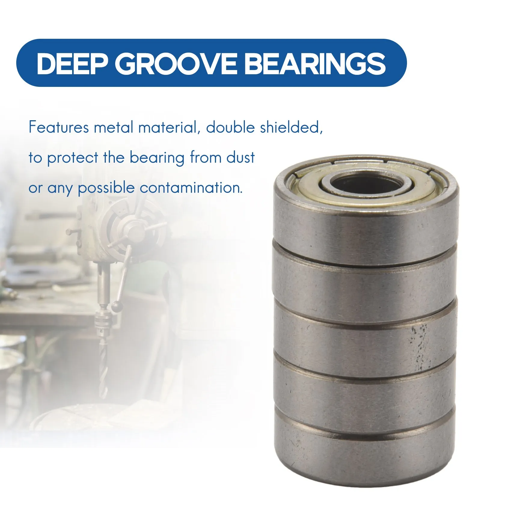 607Z 7 × 19 × 6 مم محامل كروية ذات أخدود عميق مزدوجة الحماية 5 قطع XQ