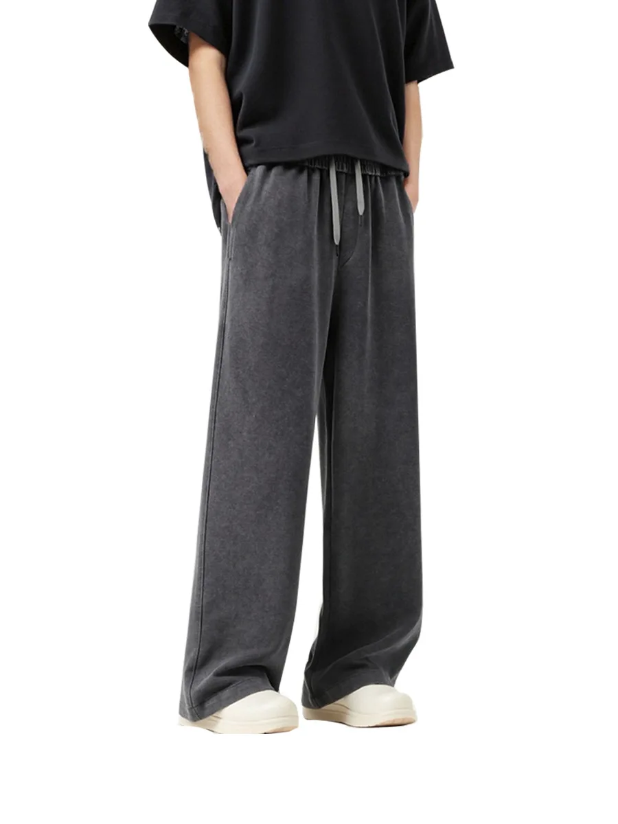 Male Women Man Gym New Retro 2025 Autumn Men 380gsm Washed Cotton Pants Unisex Distressed Loose Terry Sport Trousers Sweatpants