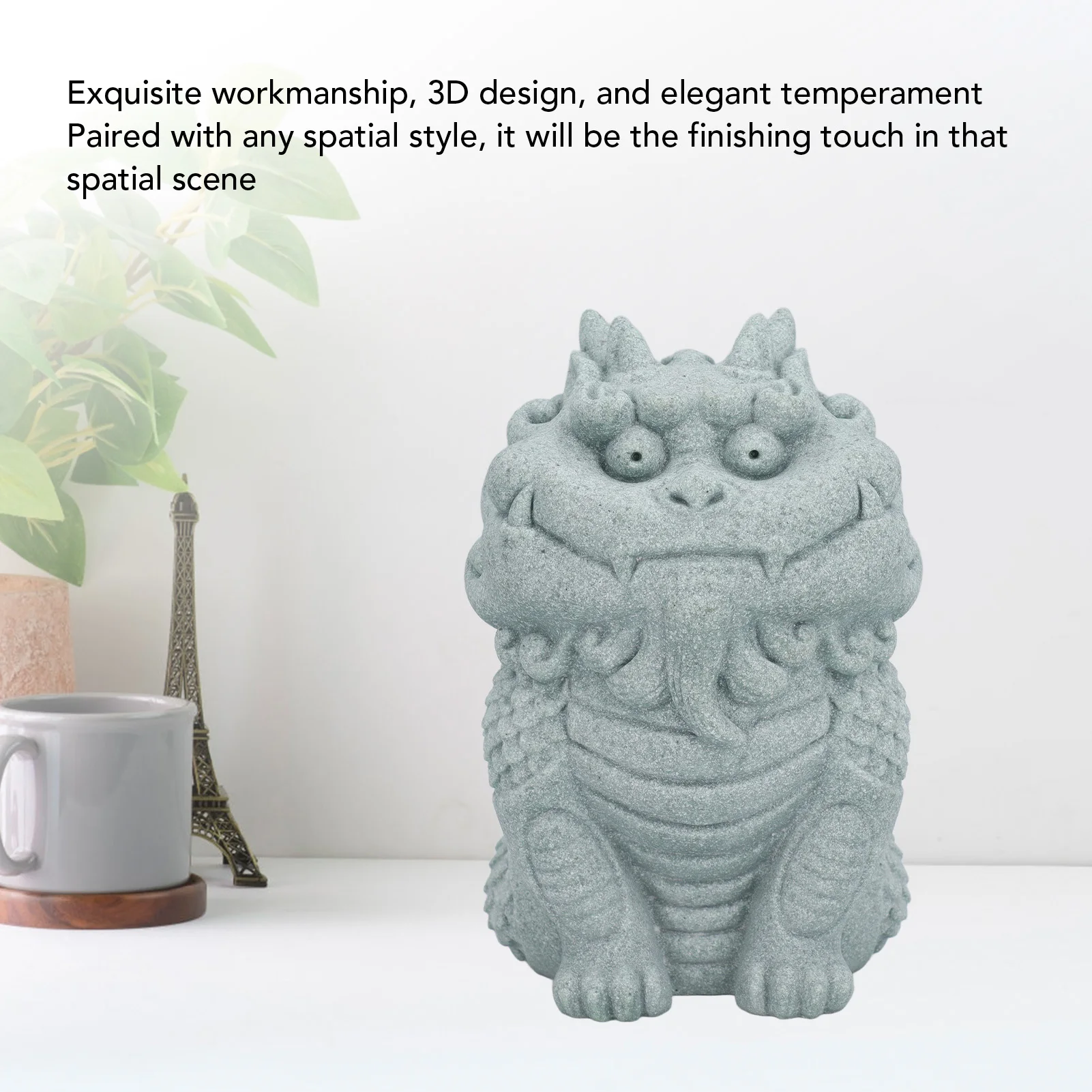 

Chinese Style Kirin Tea Pet Handicrafts Green Sandstone Exquisite Lifelike Kylin Sculpture For Decoration