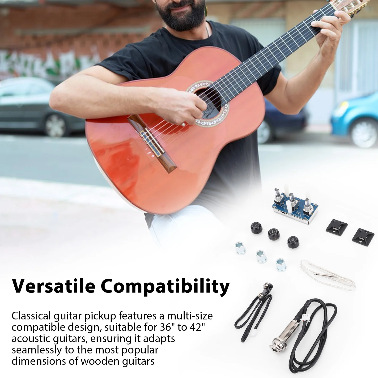 

VOICE GUARD Guitar Pickups Classical Acoustic Guitar Piezoelectric Pickup High-Fidelity 3-Band EQ Adjustable Multi-Size Parts