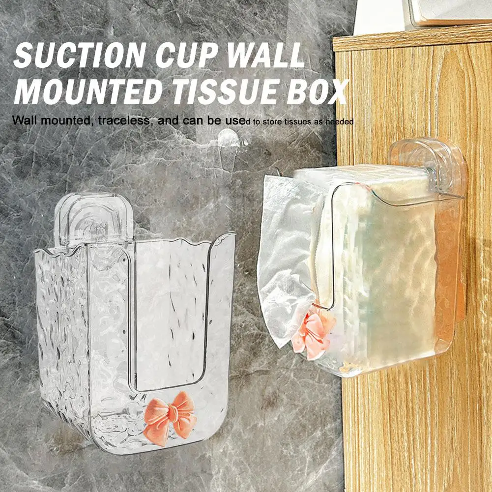 Kitchen Wipes Storage Box Plastic Wall Mounted Tissue Self-adhesive Towel Transparent Box Holder Thick Box Space-saving W4I5