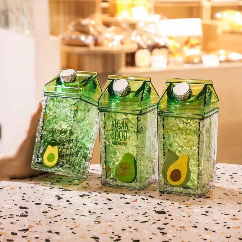 

LTT Double Layer Thickened Refrigerator Refrigeration Cold Cup Straw Avocado Color Quicksand Chilled Cup