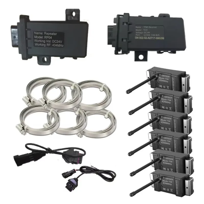 RS232 TTL Uart Can Bus Tpms Internal 6 Tires Bus Truck Tpms Wireless Tire Pressure Monitoring System for Truck Bus Trailer
