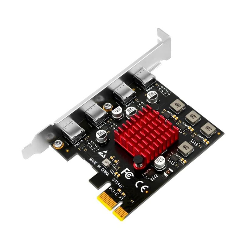 Karta rozszerzeń PCIE na 4-portową kartę rozszerzeń USB3.2 Gen1 Type-C Karta rozszerzeń do komputera stacjonarnego