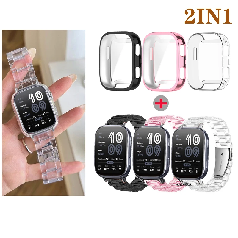 

Защитный чехол 2 в 1 + ремешок для часов, подходит для Huami Amazfit Bip 6, полимерный ремешок, мягкий защитный чехол из ТПУ для экрана